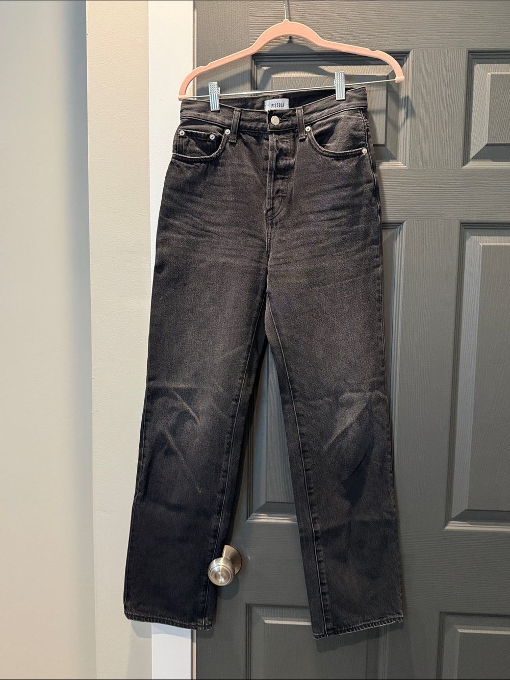 pistola Washed Black Straight-Leg Jeans